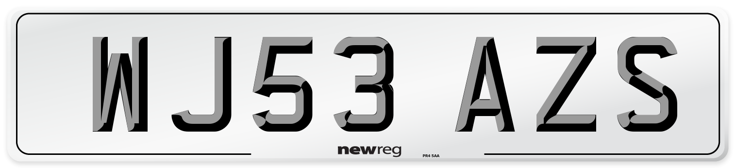WJ53 AZS Number Plate from New Reg